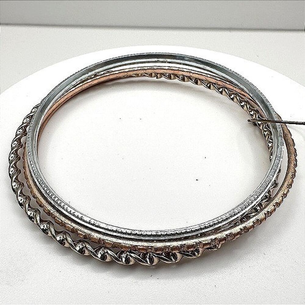 Vintage 90s Textured Bangle Set Boho Retro Women's Classic Fashion Jewelry Y2K